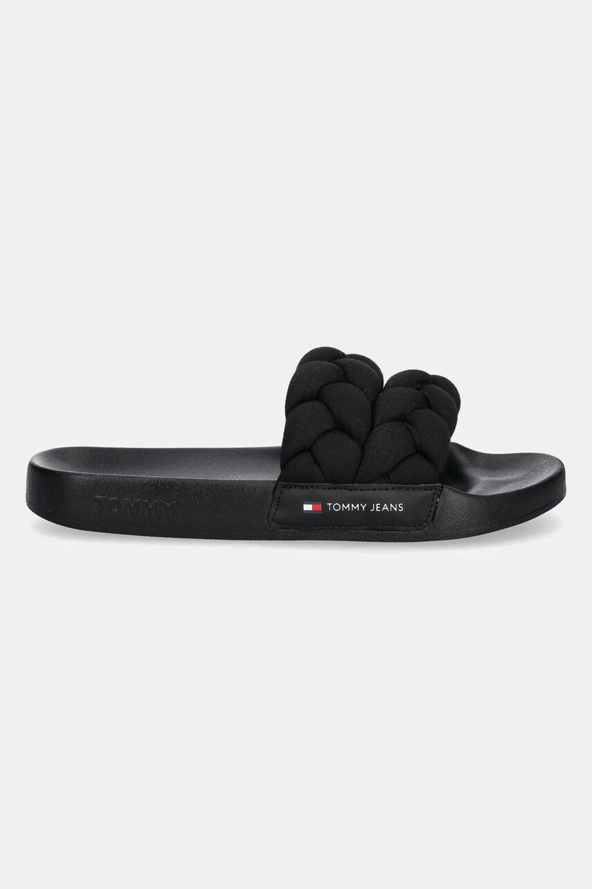 Шльопанці Tommy Jeans BRAIDED SLIDE жіночі колір чорний EN0EN02764