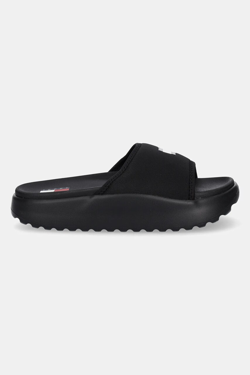 Шльопанці Tommy Jeans COMFY POOL SLIDE жіночі колір чорний на платформі EN0EN02765