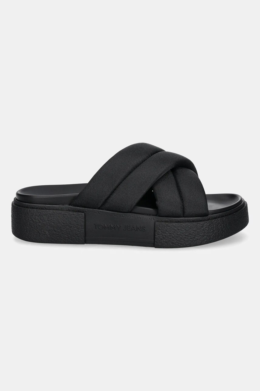 Шльопанці Tommy Jeans FLATFORM SANDAL жіночі колір чорний на платформі EN0EN02775