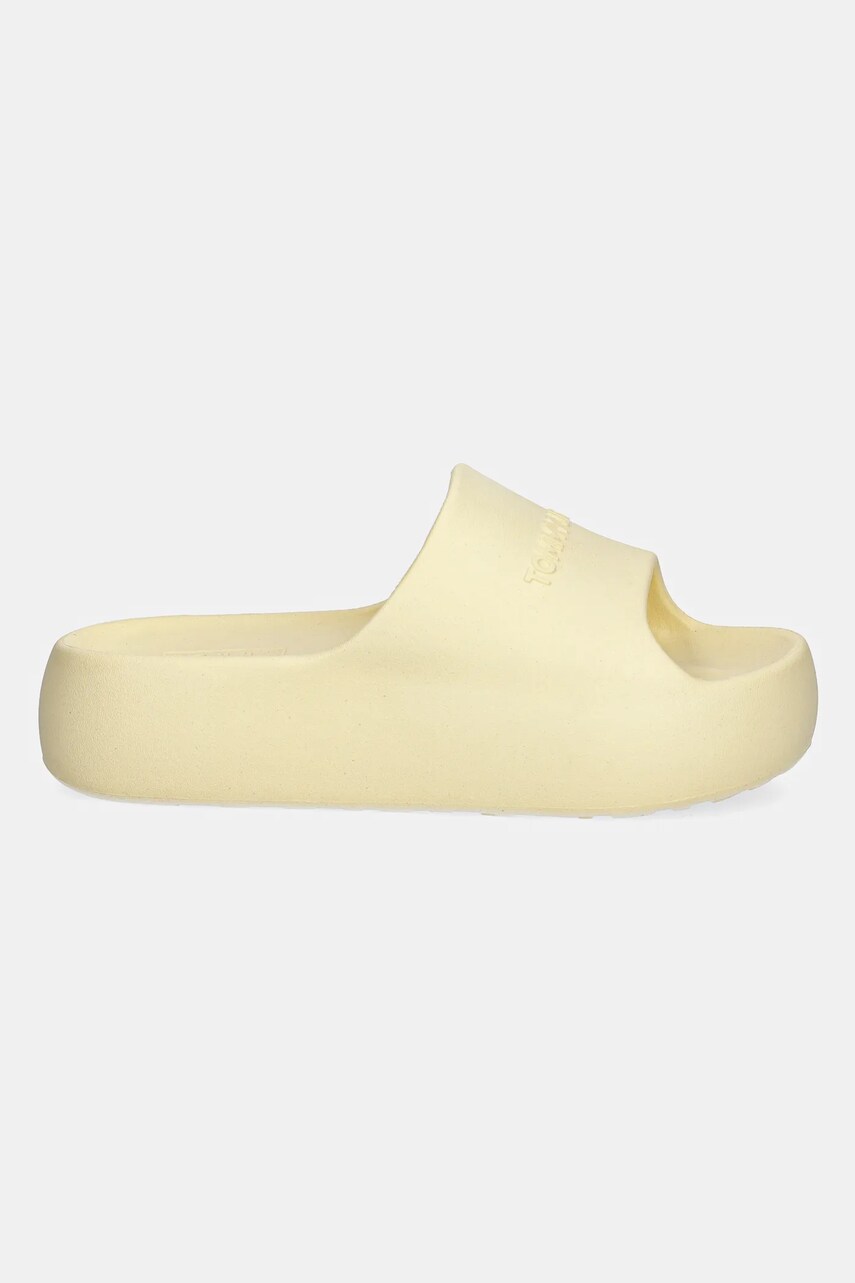 Шльопанці Tommy Jeans CHUNKY POOL SLIDE ESS жіночі колір жовтий на платформі EN0EN02879