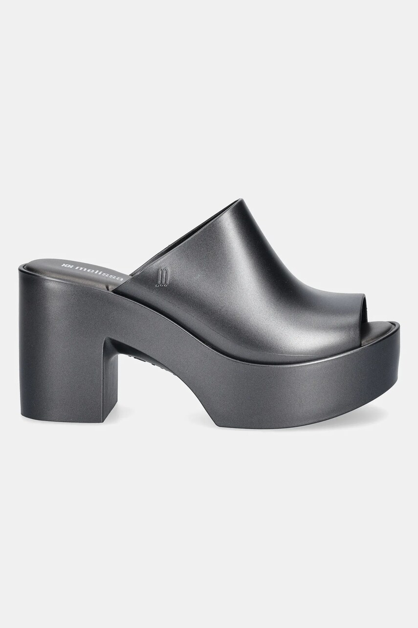 Шльопанці Melissa MELISSA MULE HYPE METALLIC AD жіночі колір сірий каблук блок M 36497.BI596