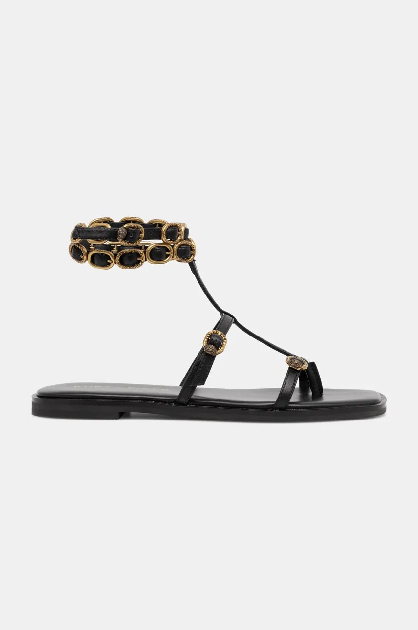 Шкіряні сандалі Kurt Geiger London Regent Flat Gladiator жіночі колір чорний 4381000109