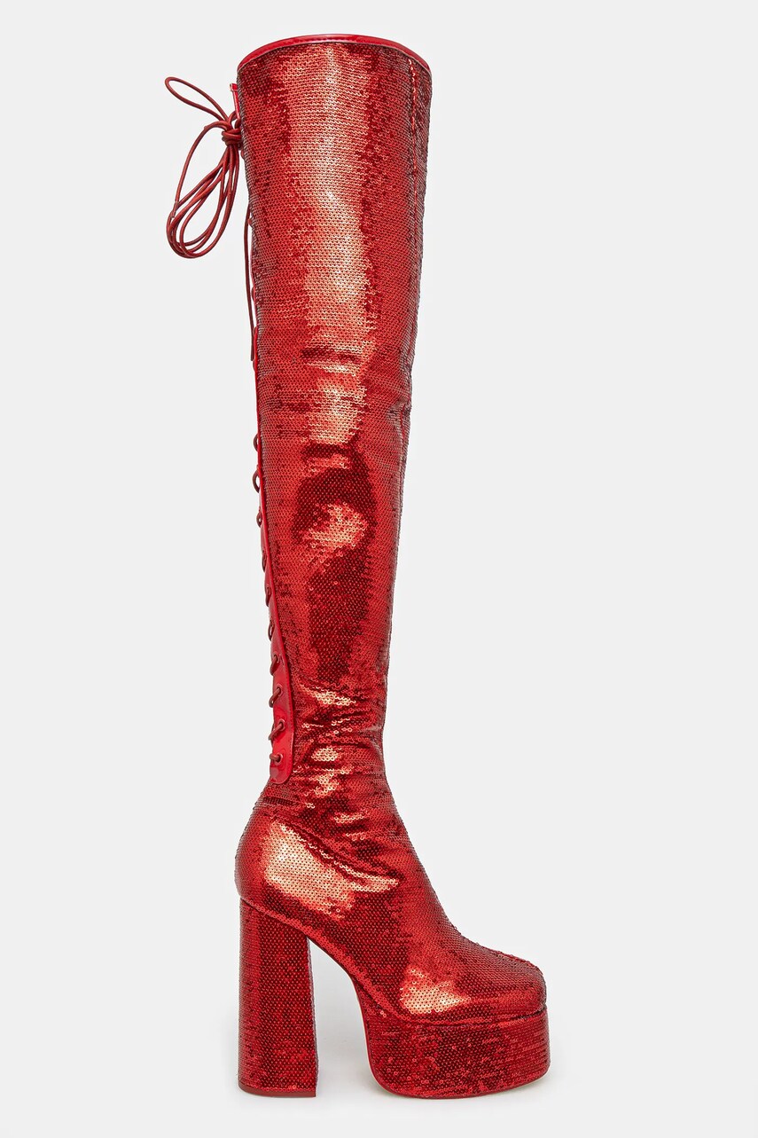 Чоботи Koi Footwear x Rocky Horror Show Creature of the Night жіночі колір червоний каблук блок Creature of the Night