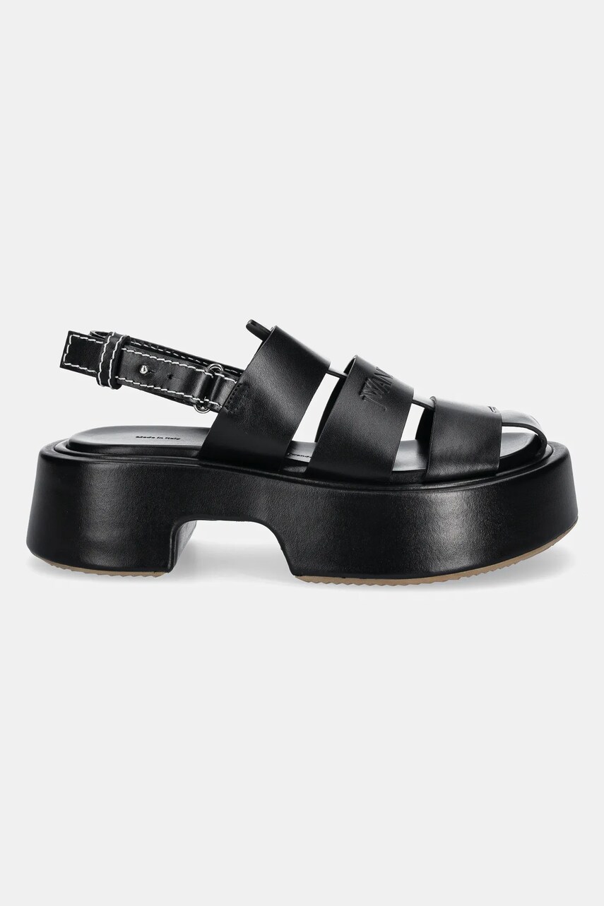 Шкіряні сандалі JW Anderson жіночі колір чорний на платформі SN0099 LA0323 999