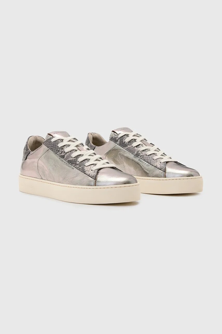 Шкіряні кросівки AllSaints Shana Metallic Sneaker жіночі колір срібний W104FB