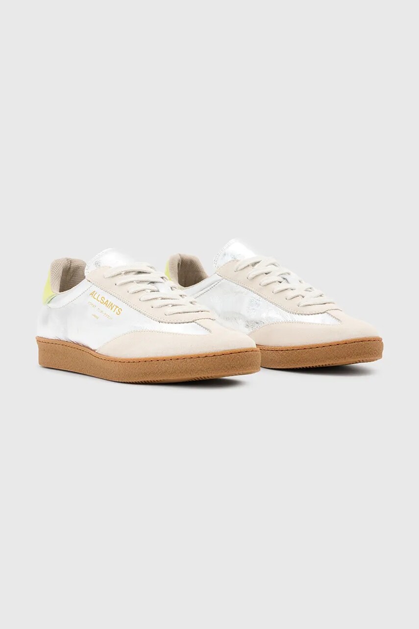 Шкіряні кросівки AllSaints Thelma Metallic Sneaker жіночі колір срібний W072FB