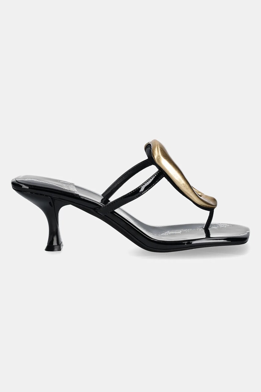 Шкіряні шльопанці Jeffrey Campbell Linq-Up жіночі колір чорний на шпильці JC-1131-2-1