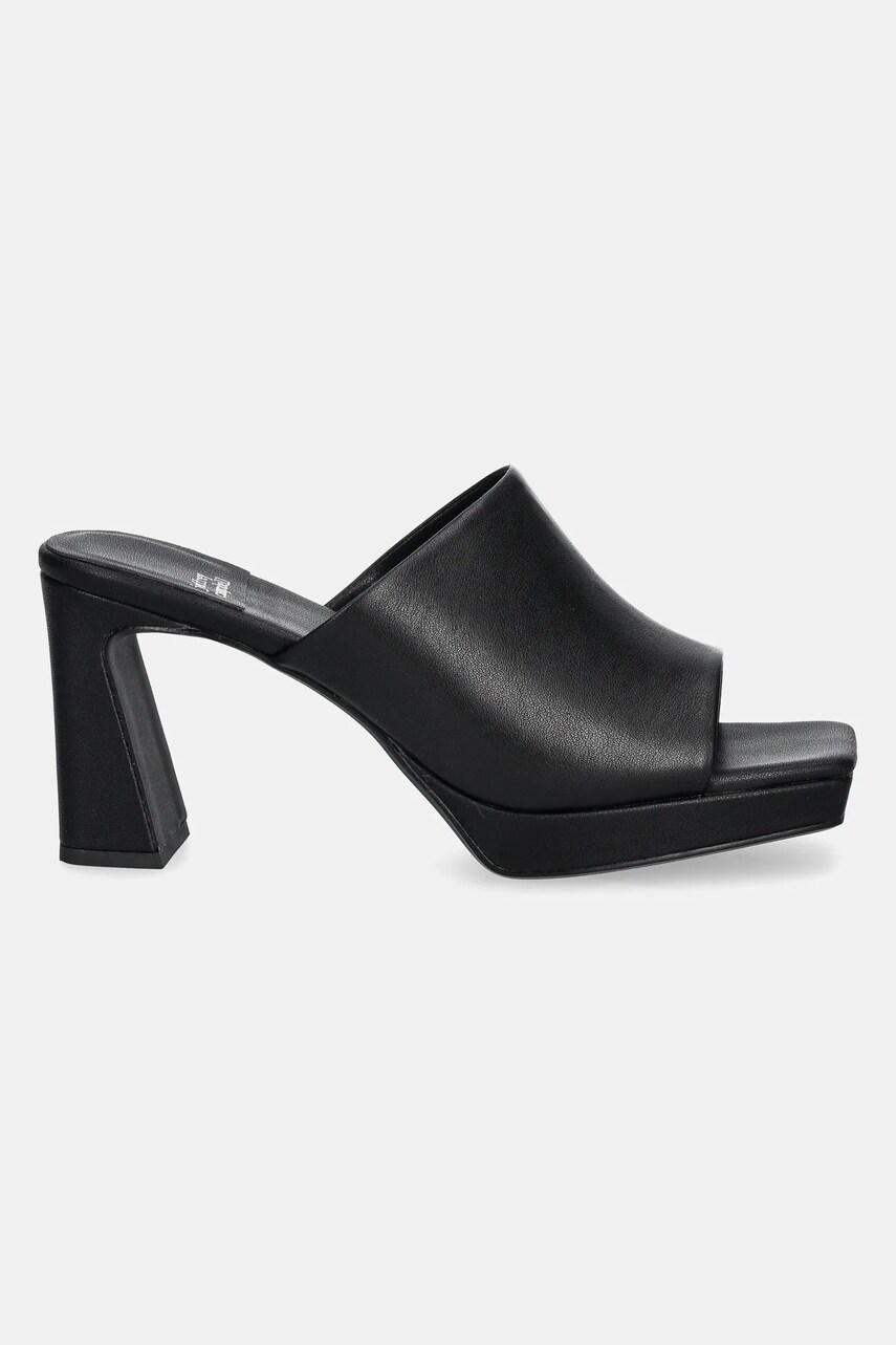 Шкіряні шльопанці Jeffrey Campbell Caviar жіночі колір чорний каблук блок JC-923-1-10