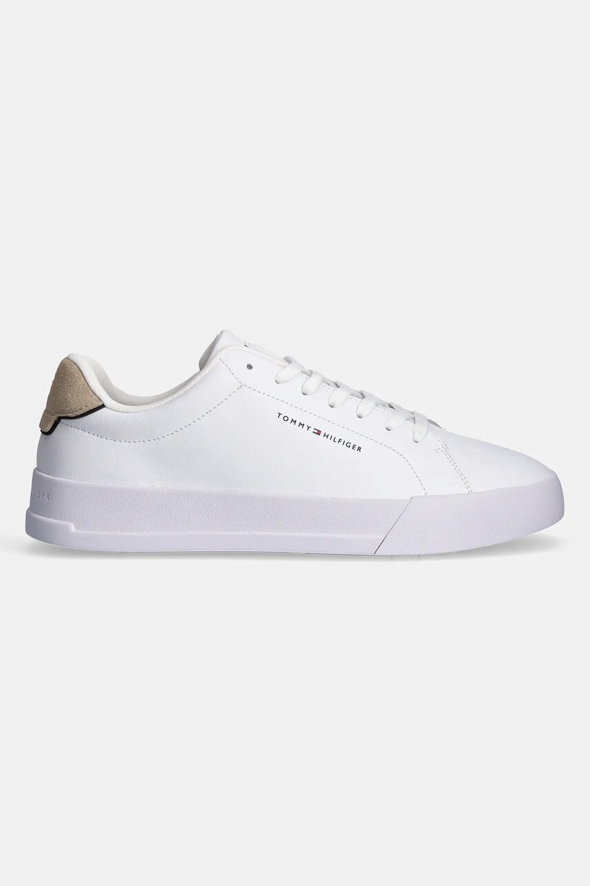 Шкіряні кросівки Tommy Hilfiger TH COURT LTH DETAIL ESS колір білий FM0FM05367