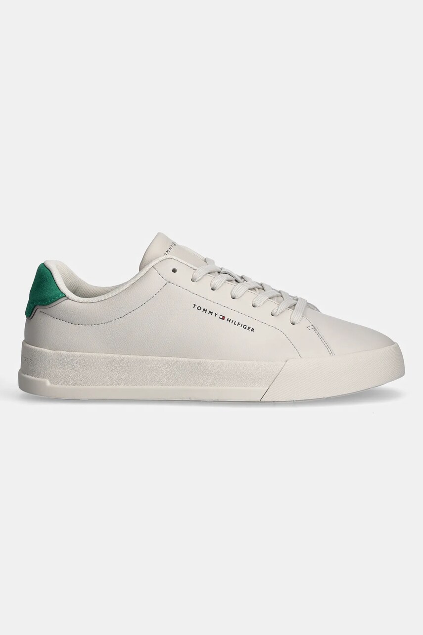 Шкіряні кросівки Tommy Hilfiger TH COURT LTH DETAIL ESS колір бежевий FM0FM05367