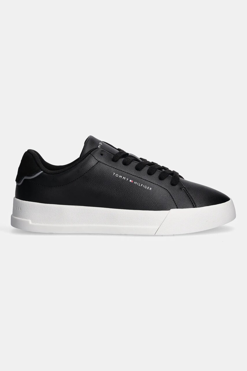 Шкіряні кросівки Tommy Hilfiger TH COURT LTH DETAIL ESS колір чорний FM0FM05367