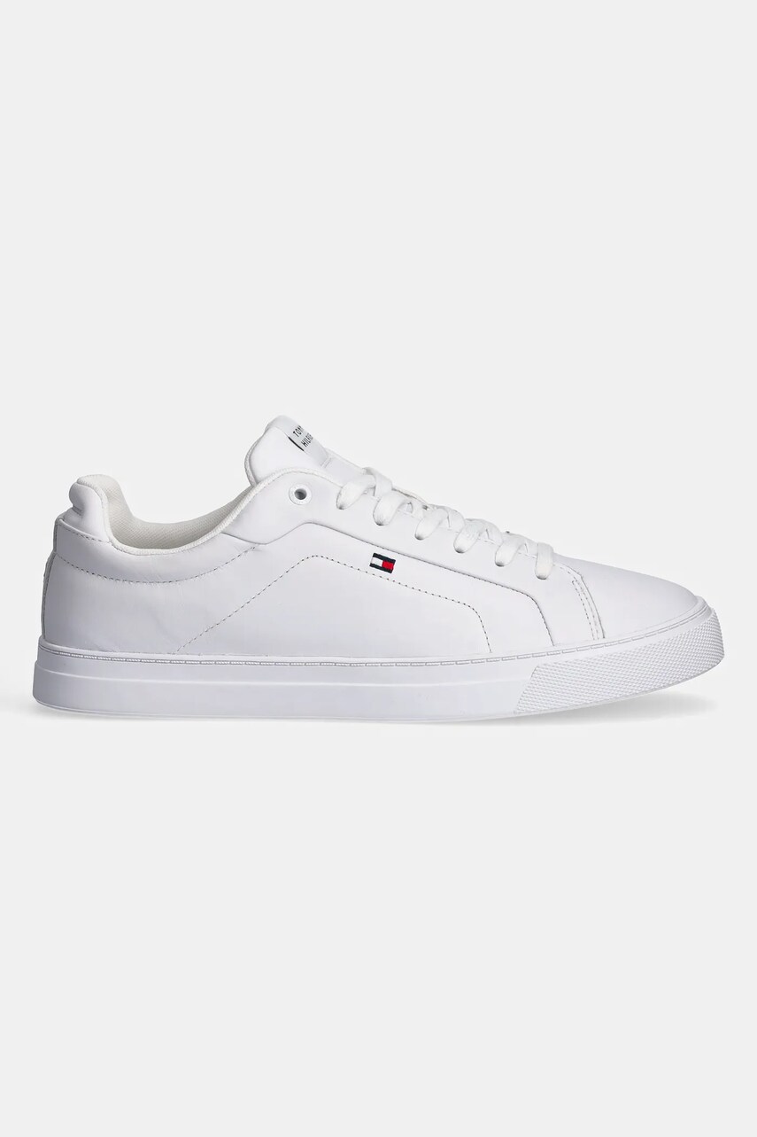 Шкіряні кросівки Tommy Hilfiger ICON COURT LTH FLAG ESS колір білий FM0FM05317