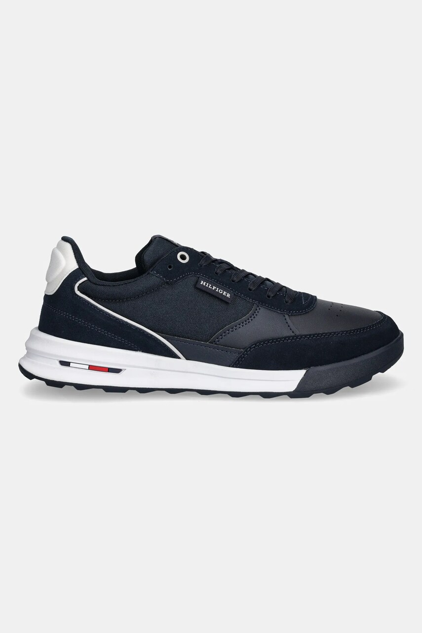 Шкіряні кросівки Tommy Hilfiger RETRO RUNNER MIX RWB колір синій FM0FM05371