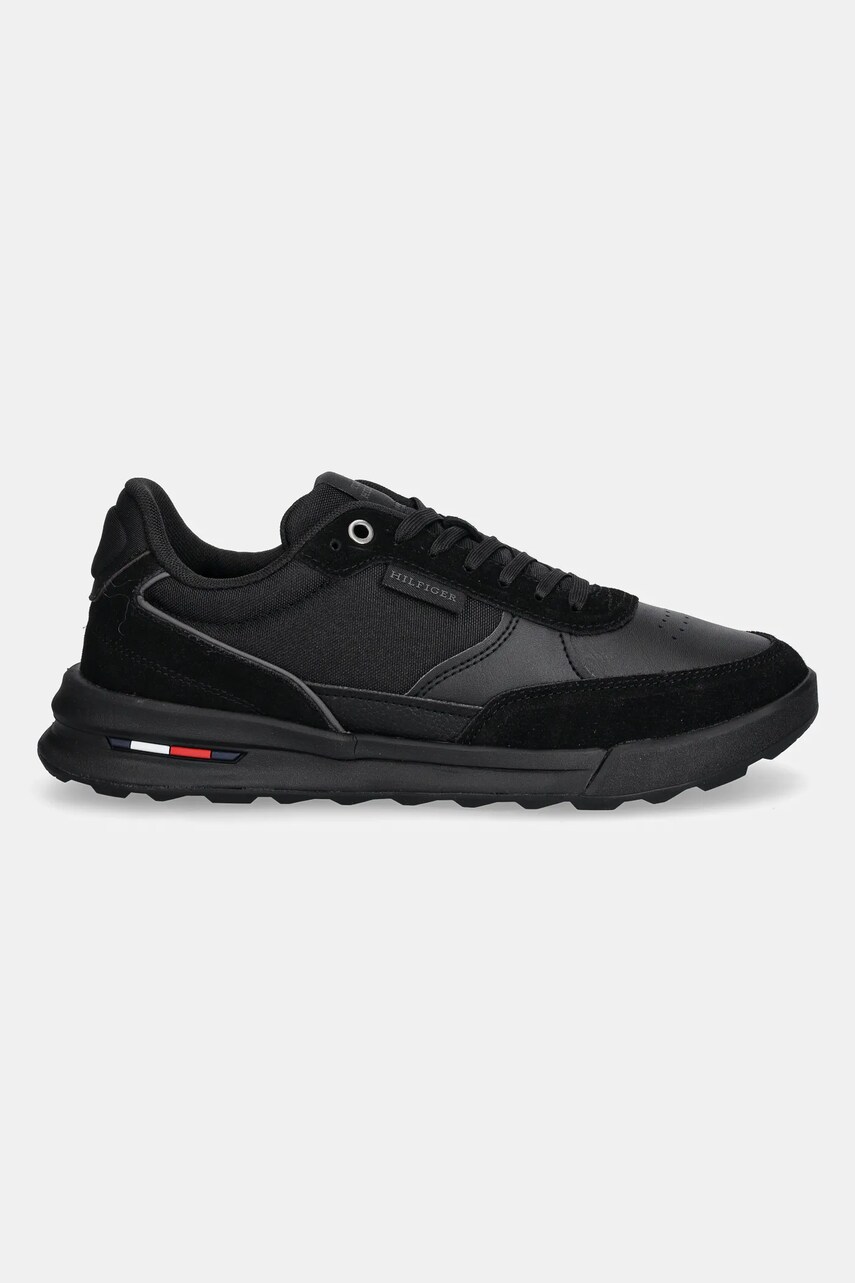 Шкіряні кросівки Tommy Hilfiger RETRO RUNNER MIX RWB колір чорний FM0FM05371