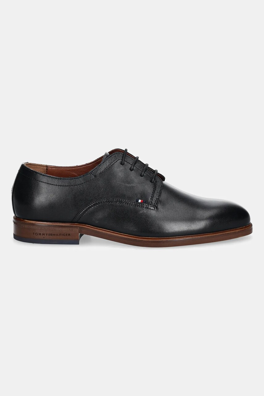 Шкіряні туфлі Tommy Hilfiger HILFIGER THUNIT LEATHER SHOE чоловічі колір чорний FM0FM05472