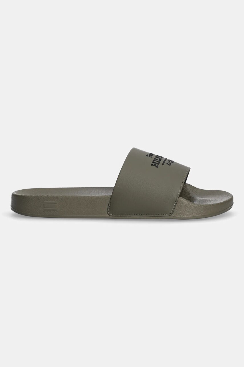 Шльопанці Tommy Hilfiger EMBROID HILFIGER 85 POOL SLIDE чоловічі колір зелений FM0FM05342