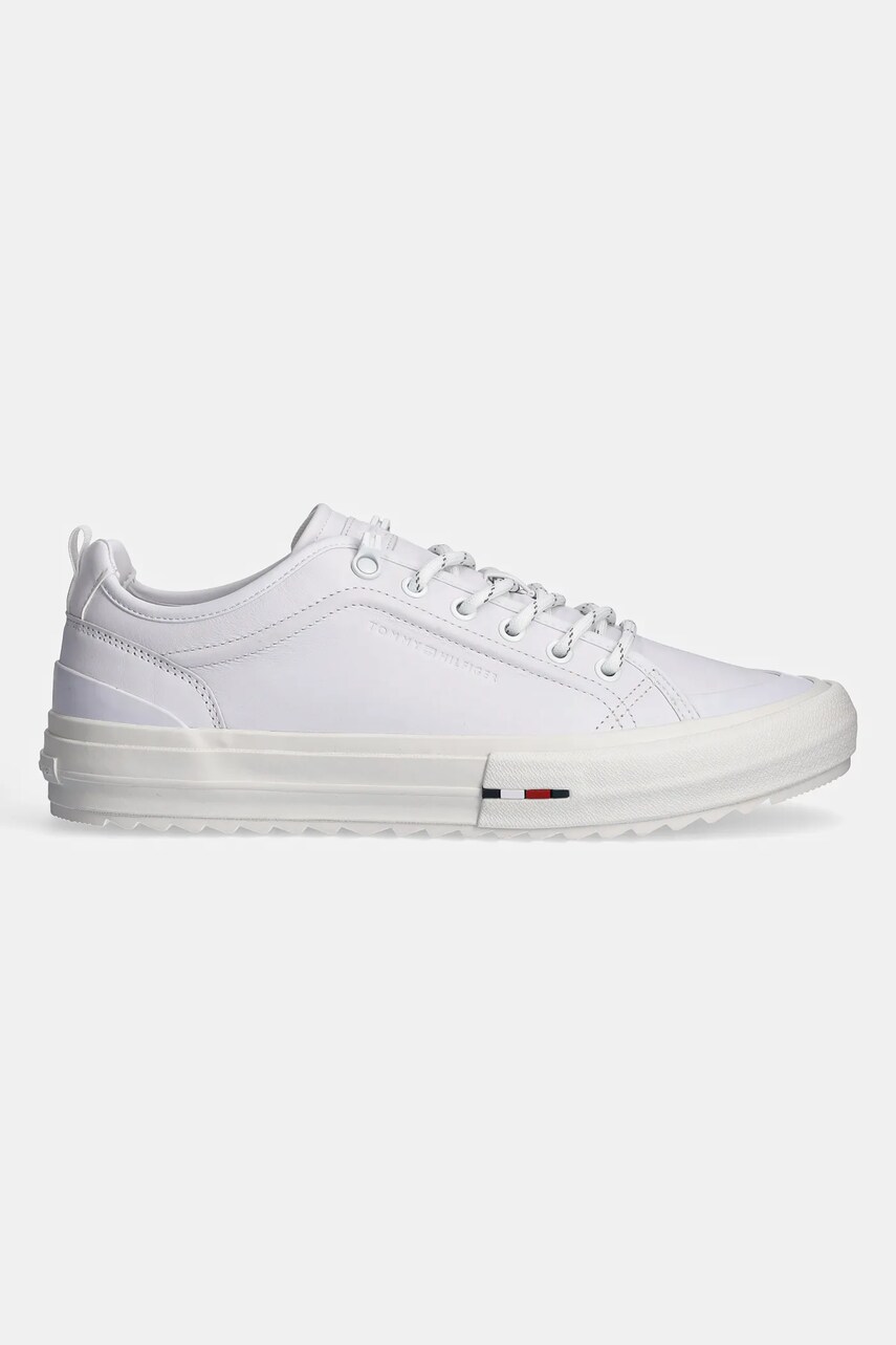 Шкіряні кросівки Tommy Hilfiger TH HI VULC CLEAT LOW LTH колір білий FM0FM05452