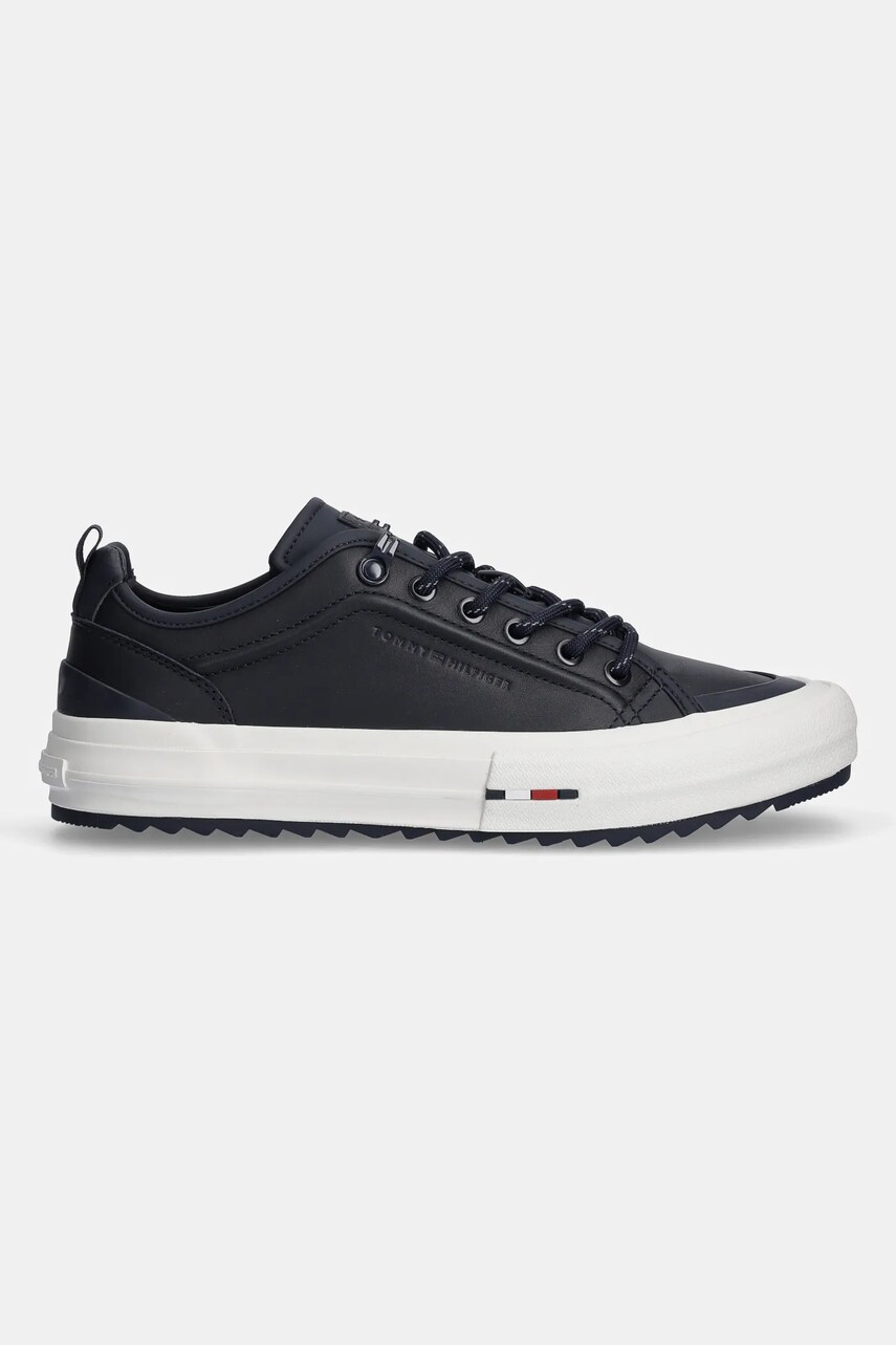 Шкіряні кросівки Tommy Hilfiger TH HI VULC CLEAT LOW LTH колір синій FM0FM05452