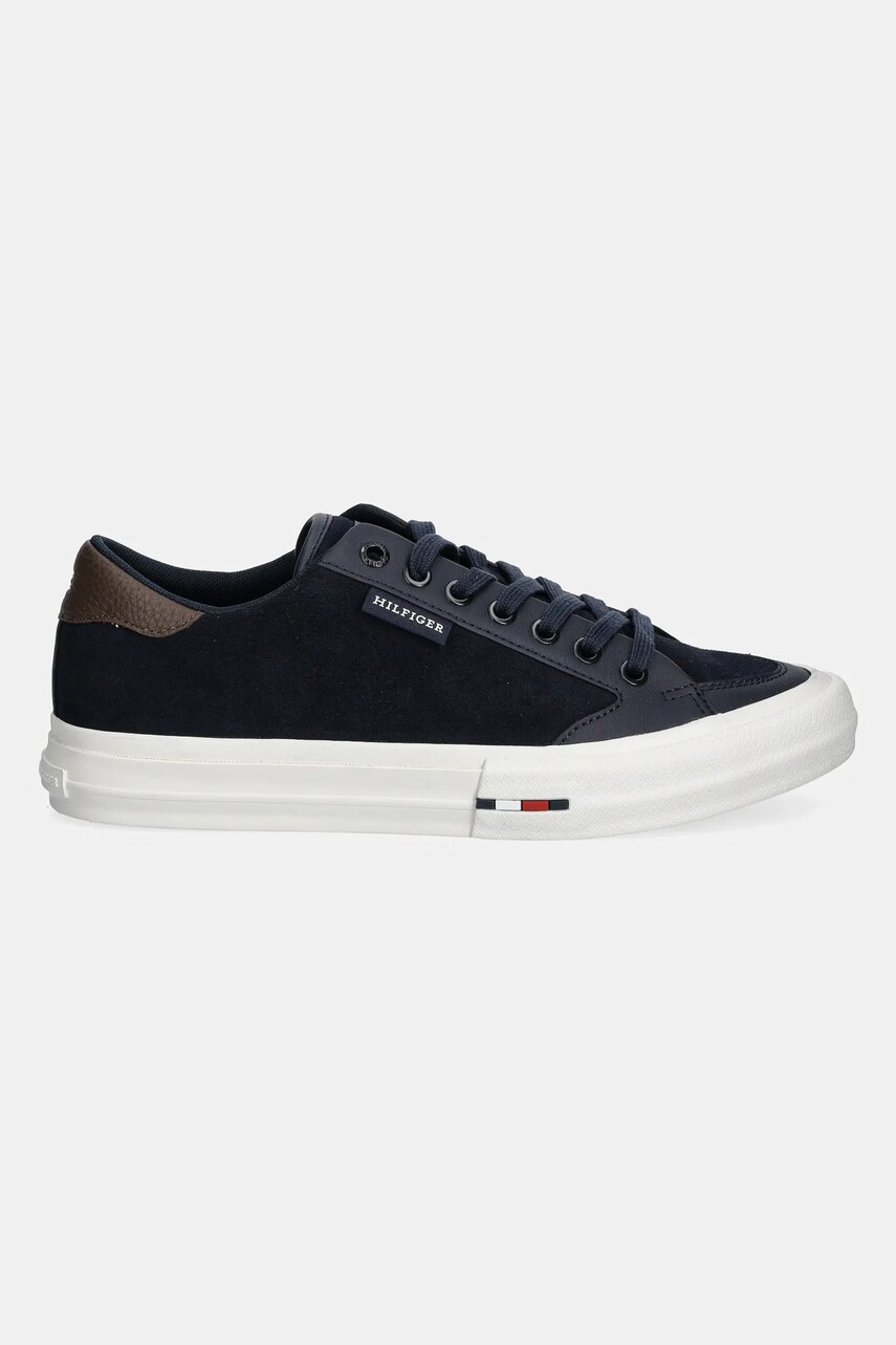 Замшеві кросівки Tommy Hilfiger TH HI VULC STREET LOW SUEDE RWB колір синій FM0FM05458