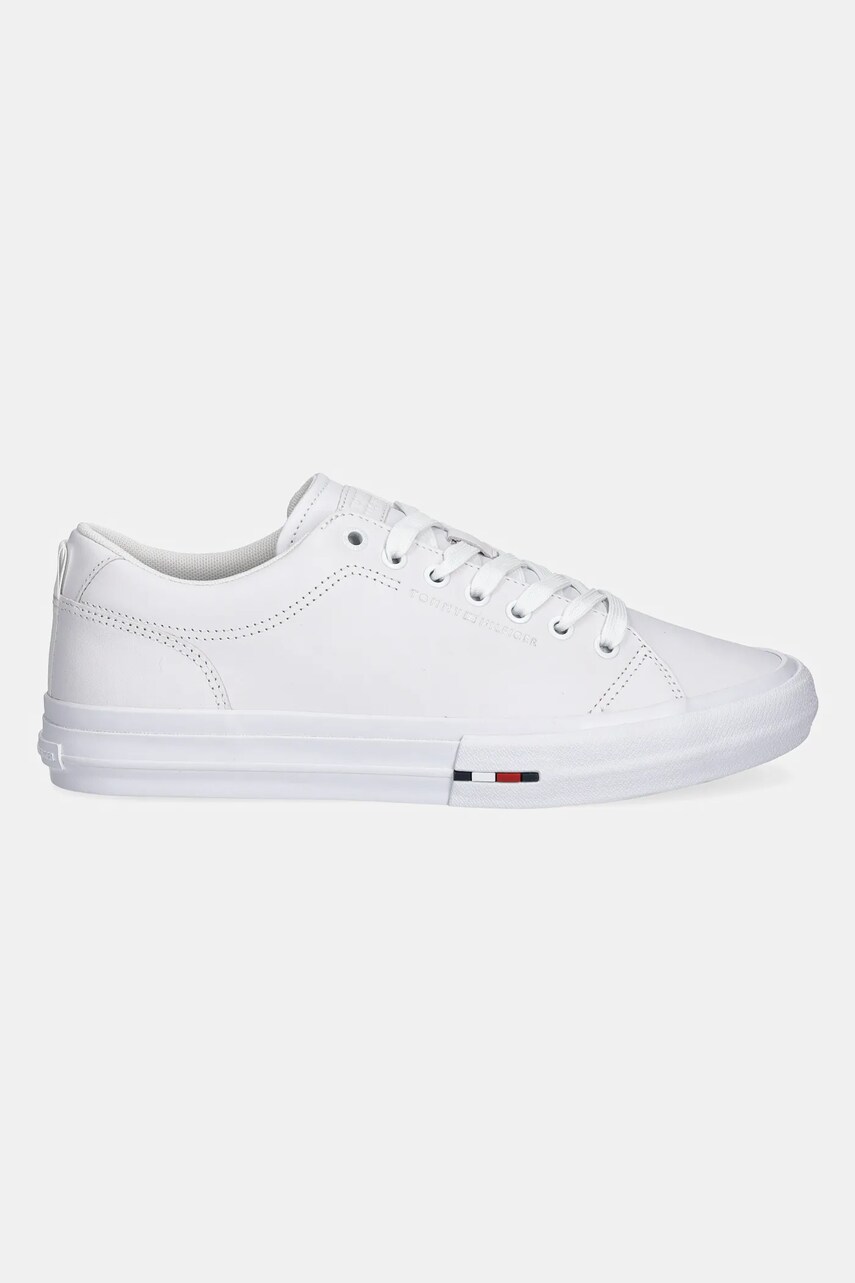 Шкіряні кросівки Tommy Hilfiger TH HI VULC STREET LOW RWB LTH колір білий FM0FM05312