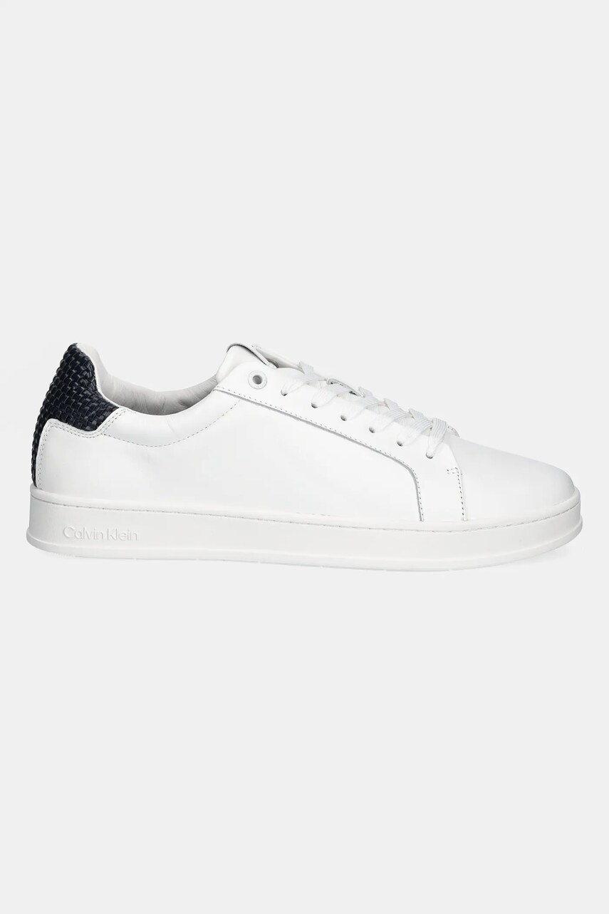 Шкіряні кросівки Calvin Klein LOW TOP LACE UP WOVEN колір білий HM0HM01767