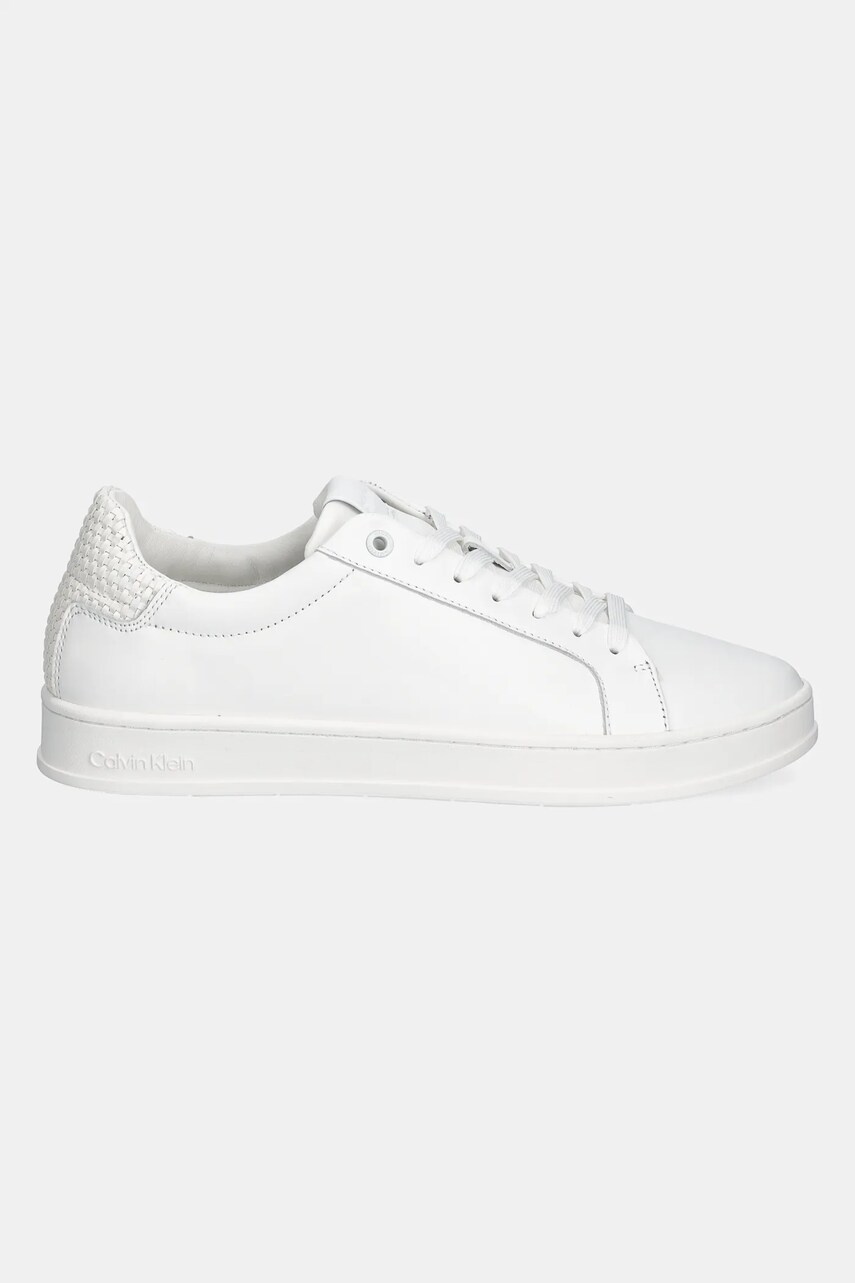 Шкіряні кросівки Calvin Klein LOW TOP LACE UP WOVEN колір білий HM0HM01767