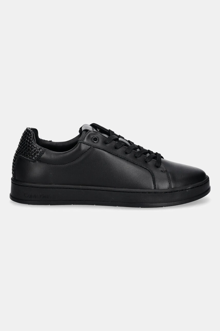 Шкіряні кросівки Calvin Klein LOW TOP LACE UP WOVEN колір чорний HM0HM01767