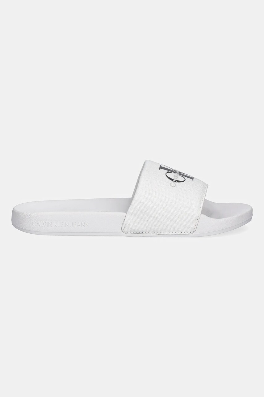 Шльопанці Calvin Klein Jeans SLIDE MONOGRAM чоловічі колір білий YM0YM01271