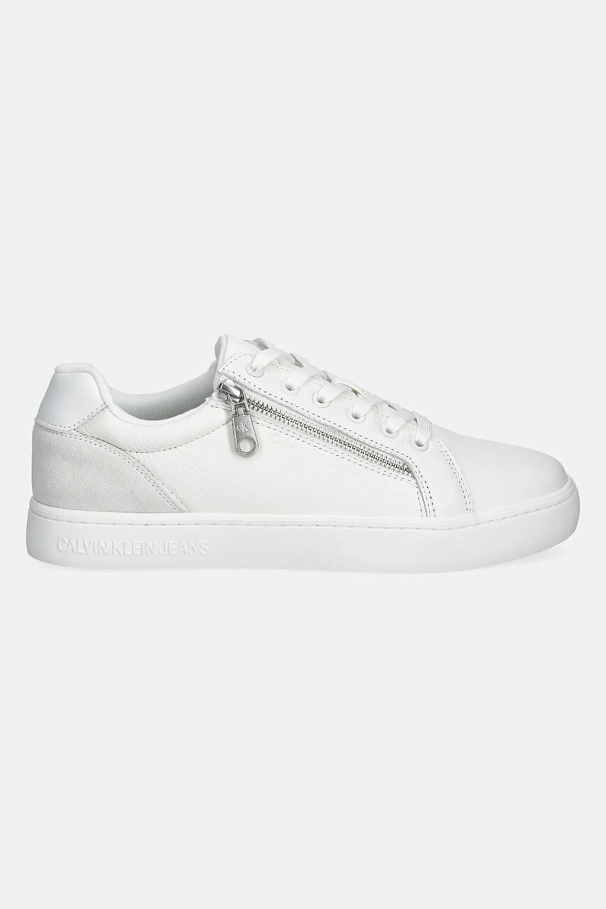 Шкіряні кросівки Calvin Klein Jeans CLASSIC CUPSOLE ZIP LOW IN колір білий YM0YM01254