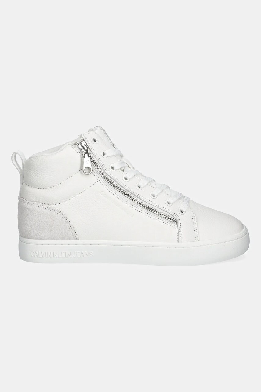 Шкіряні кросівки Calvin Klein Jeans CLASSIC CUPSOLE ZIP MID IN колір білий YM0YM01156