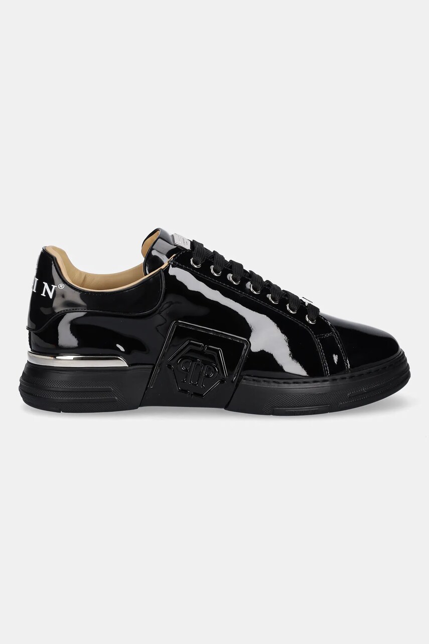 Шкіряні кросівки Philipp Plein Lo-Top Hexagon колір чорний USC0666 PLE010N 0202
