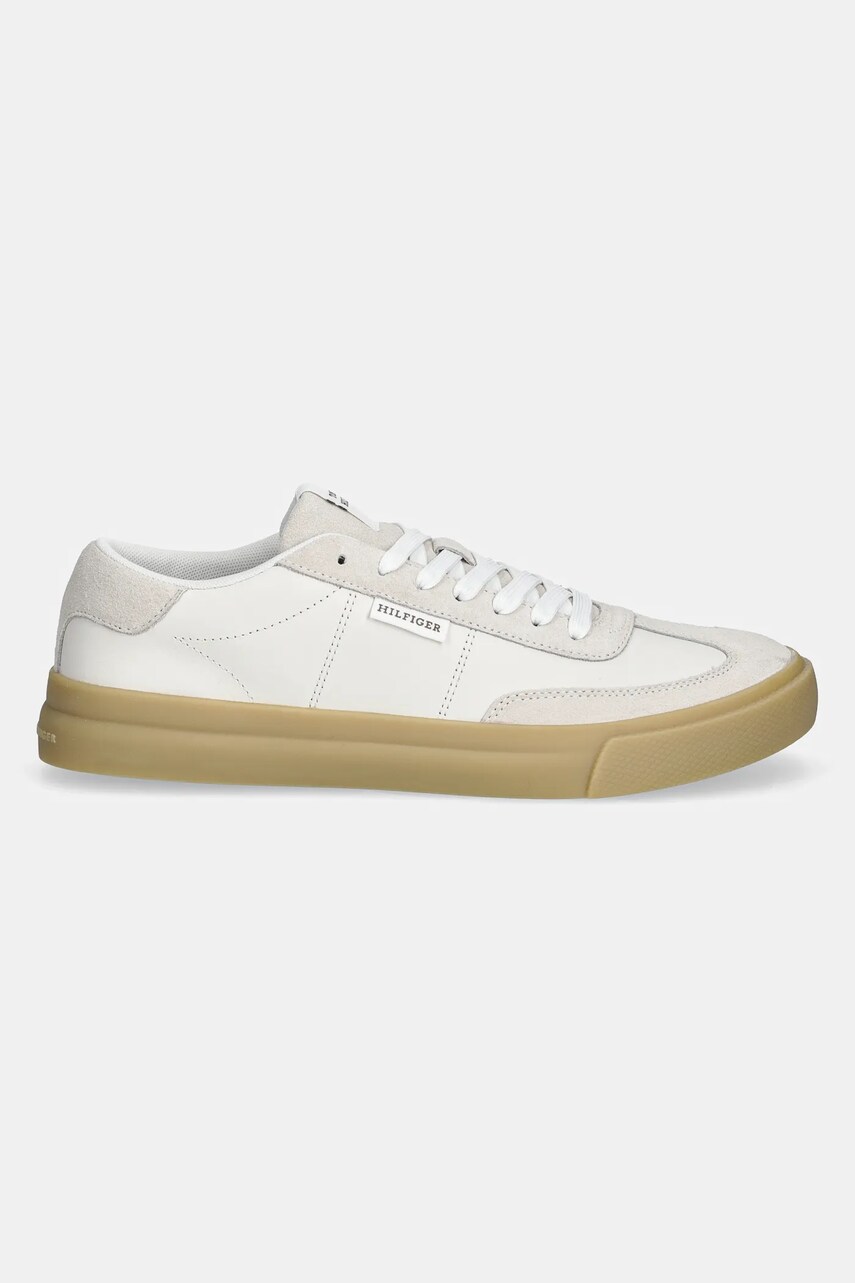 Шкіряні кросівки Tommy Hilfiger TH CUPSET SUMMER LTH чоловічі колір бежевий FM0FM05487