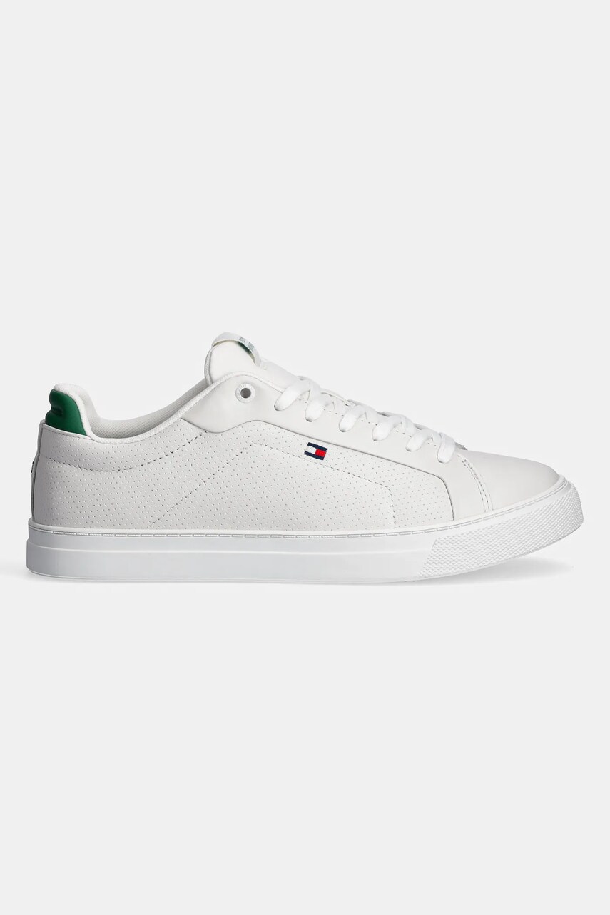 Шкіряні кросівки Tommy Hilfiger ICON COURT PINPERF LTH колір білий FM0FM05483