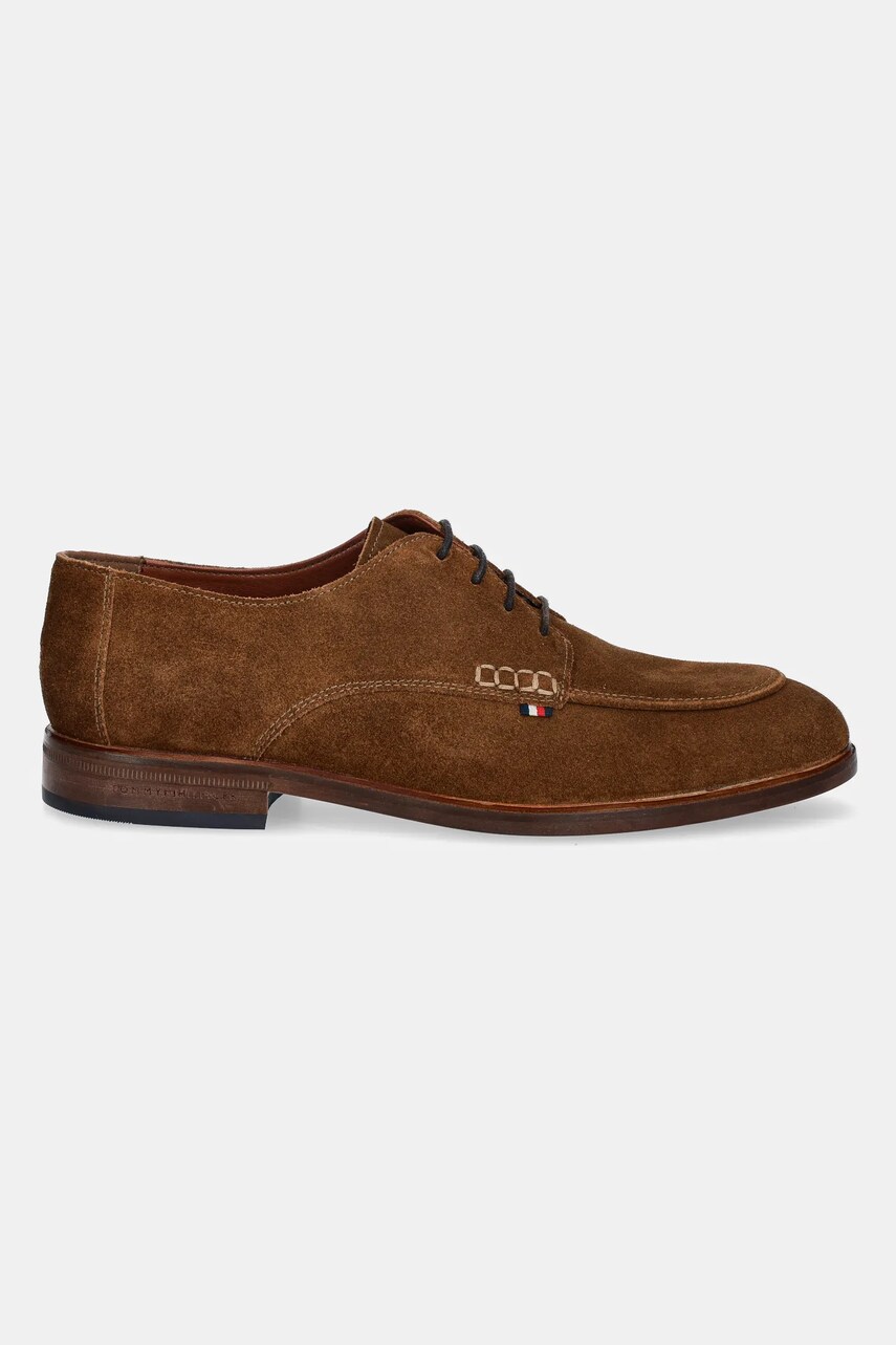 Замшеві туфлі Tommy Hilfiger HILFIGER THUNIT SUEDE M TOE SHOE чоловічі колір коричневий FM0FM05468