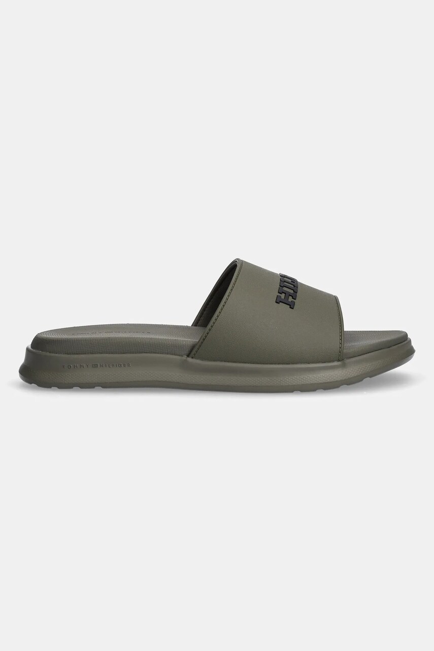 Шльопанці Tommy Hilfiger DUAL DENSITY HILFIGER POOL SLIDE чоловічі колір зелений FM0FM05430