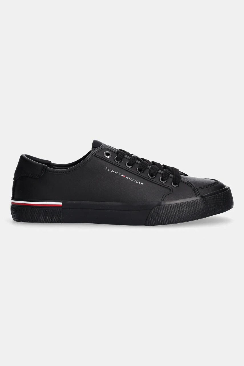 Купити Шкіряні кросівки Tommy Hilfiger CORE CORPORATE VULC LEATHER колір чорний FM0FM05399 – головне зображення