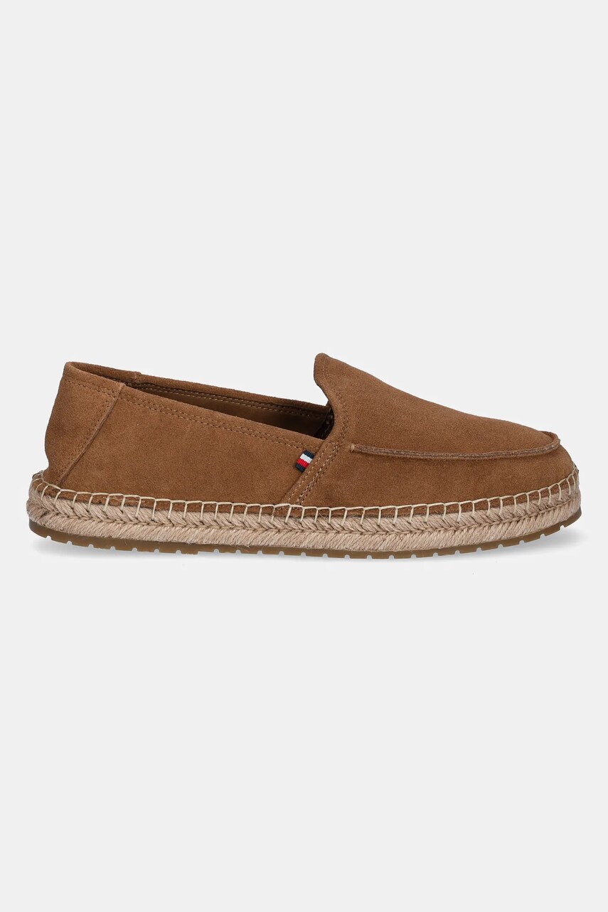 Замшеві еспадрилі Tommy Hilfiger HILFIGER FLEX ESPA SUEDE LOAFER колір коричневий FM0FM05392
