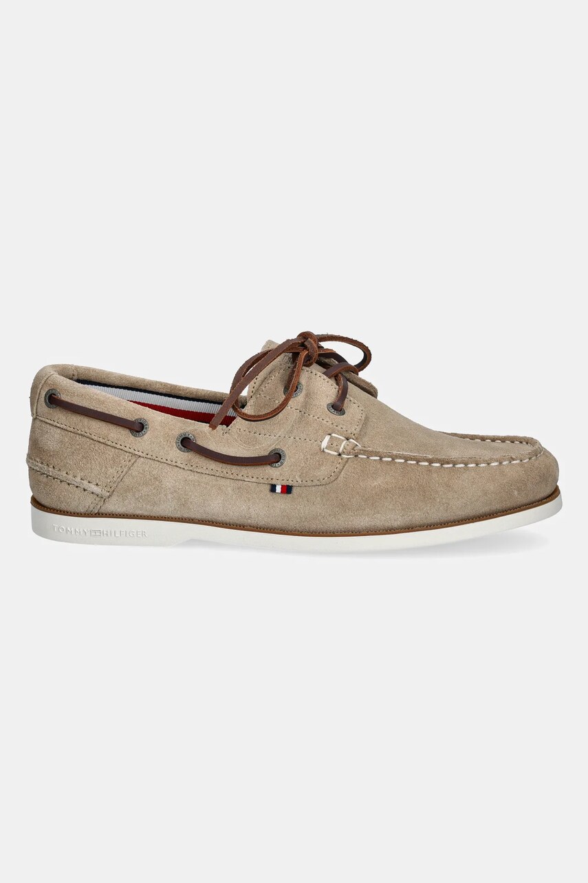 Замшеві мокасини Tommy Hilfiger TH BOAT SHOE CORE SUEDE чоловічі колір бежевий FM0FM05387