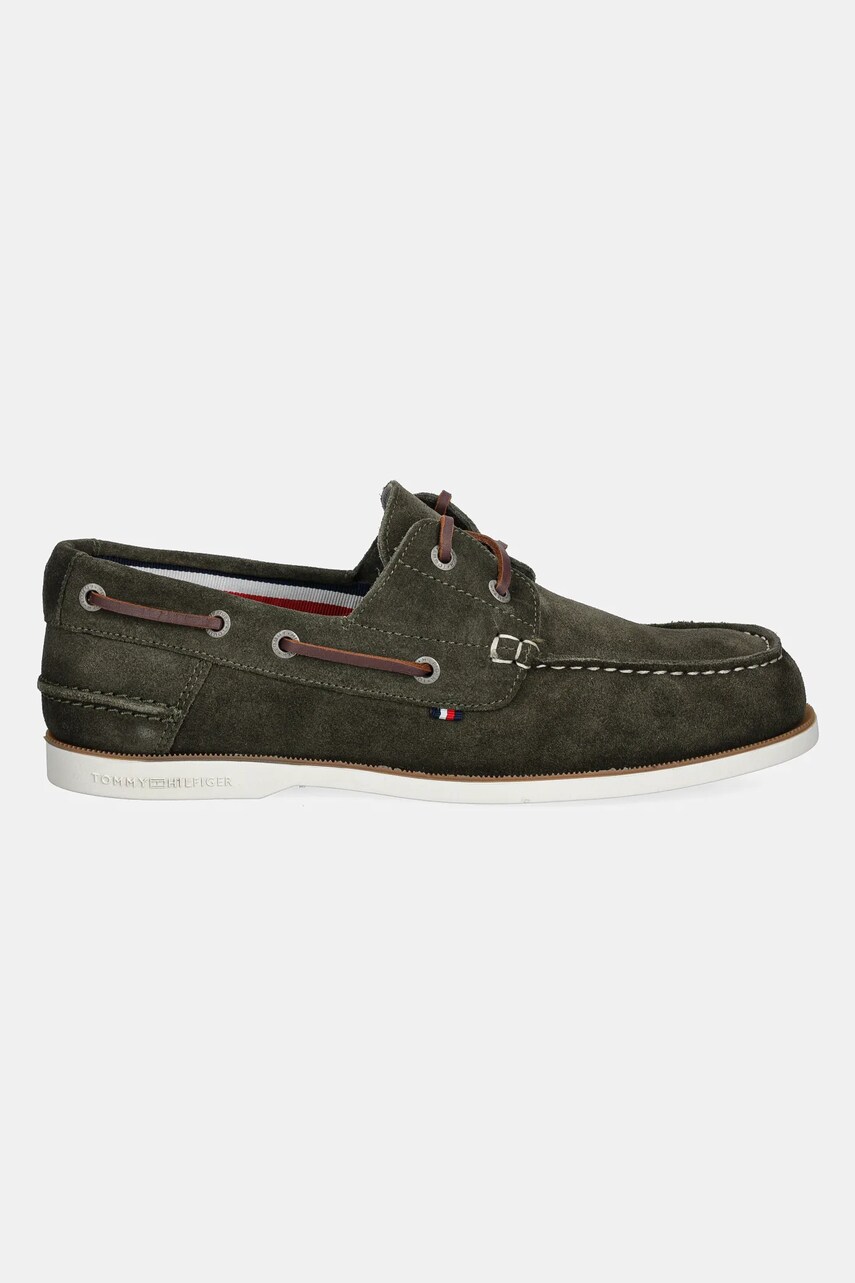 Замшеві мокасини Tommy Hilfiger TH BOAT SHOE CORE SUEDE чоловічі колір зелений FM0FM05387