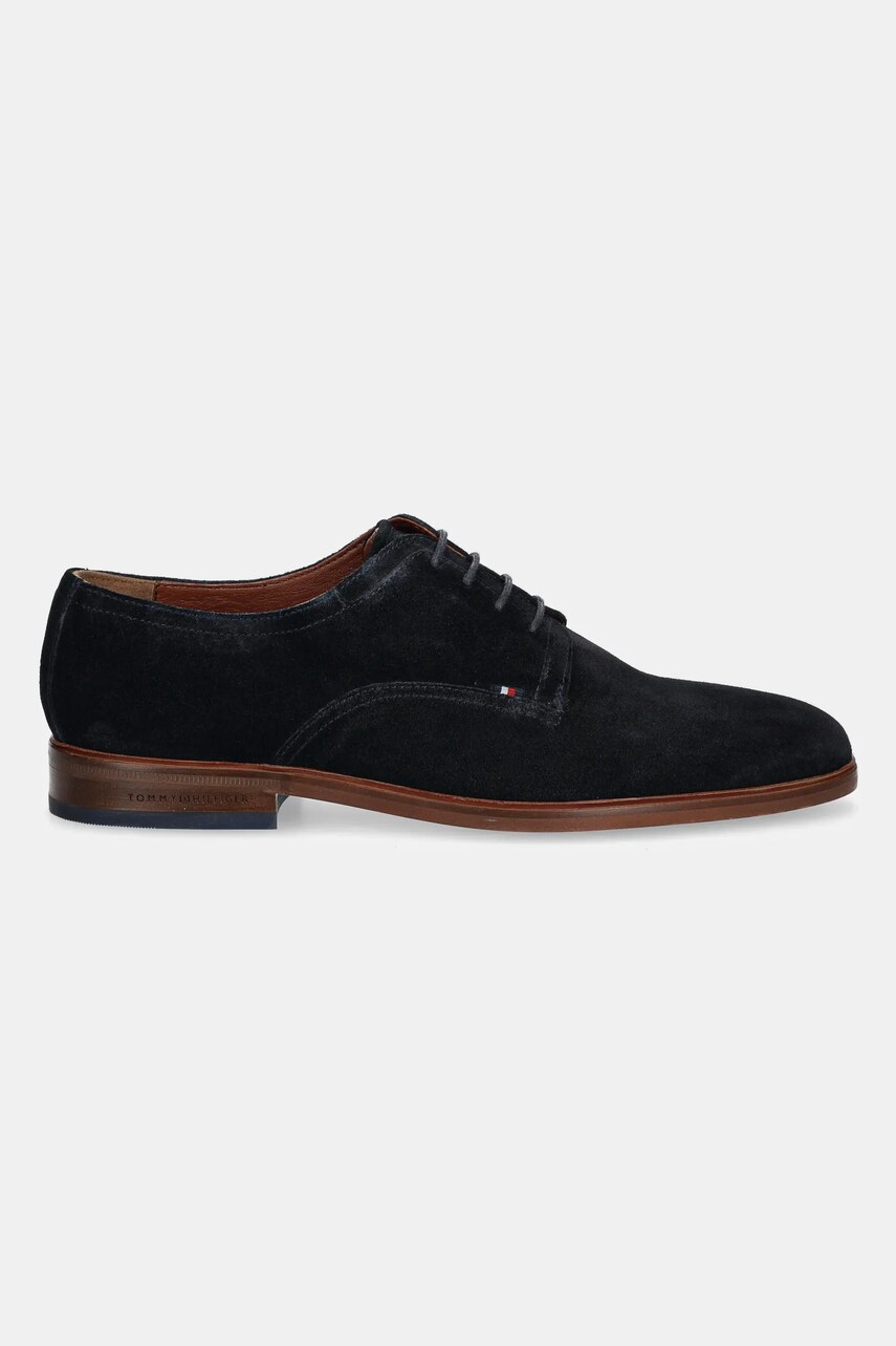 Замшеві туфлі Tommy Hilfiger HILFIGER THUNIT SUEDE SHOE чоловічі колір синій FM0FM05377