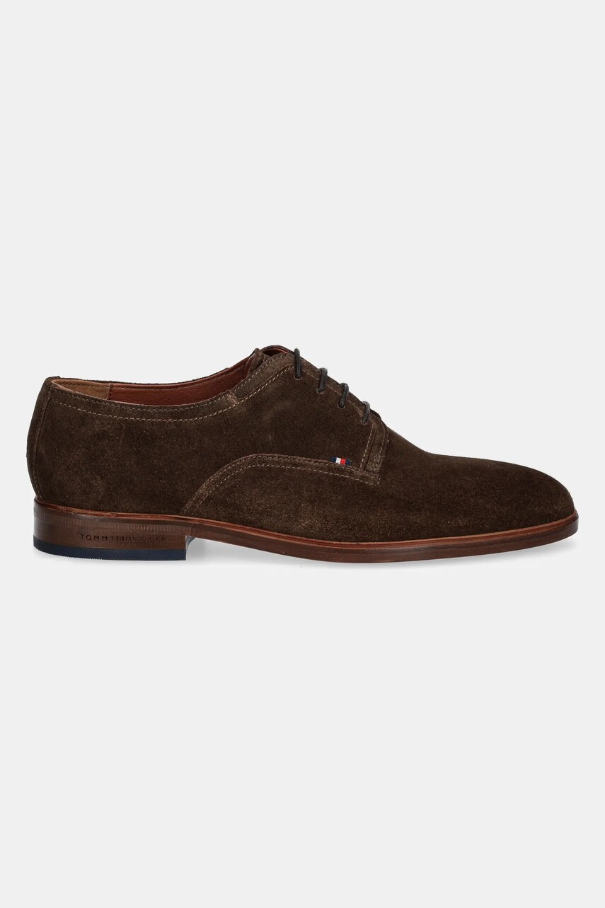 Замшеві туфлі Tommy Hilfiger HILFIGER THUNIT SUEDE SHOE чоловічі колір коричневий FM0FM05377