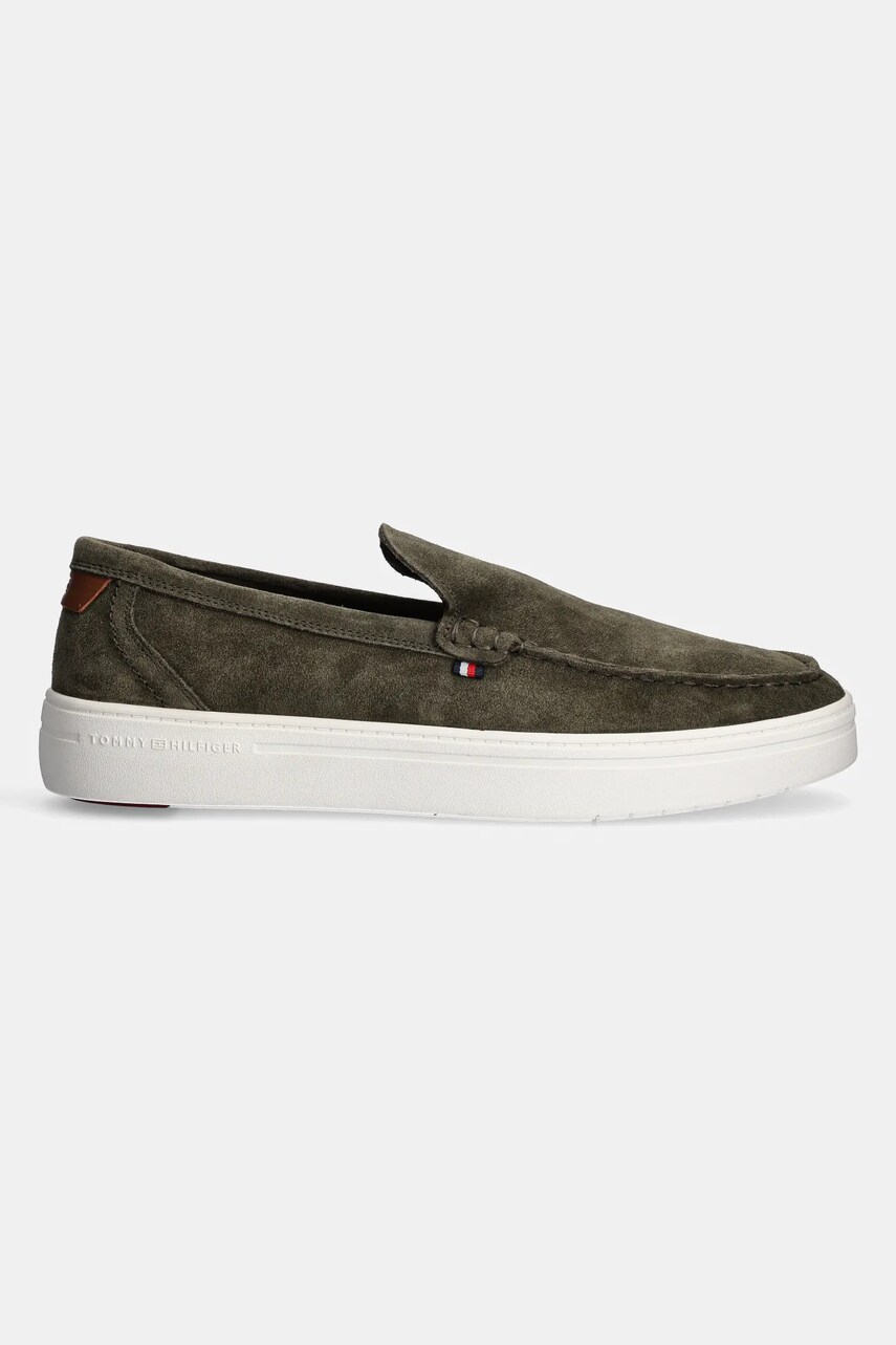 Замшеві мокасини Tommy Hilfiger MODERN LIGHT HYBRID SUEDE LOAFER чоловічі колір зелений FM0FM05354