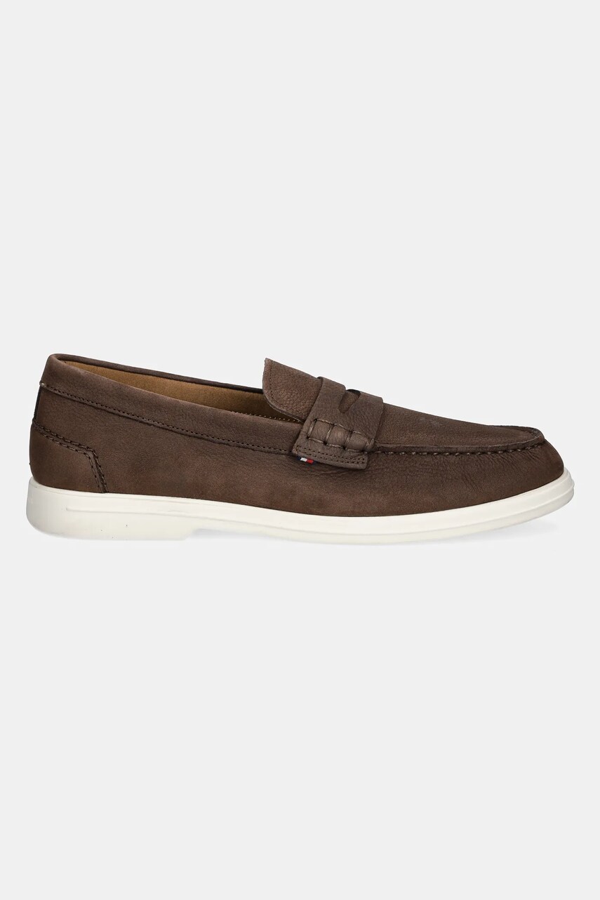 Мокасини з нубуку Tommy Hilfiger TOMMY HILFIGER NUBUCK P LOAFER чоловічі колір коричневий FM0FM05350