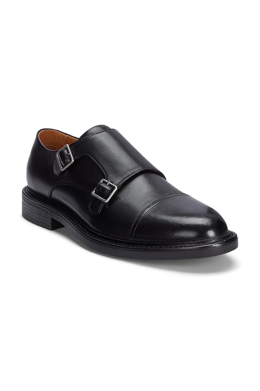 Шкіряні туфлі Polo Ralph Lauren Asher Dbl Mk чоловічі колір чорний 803945278001
