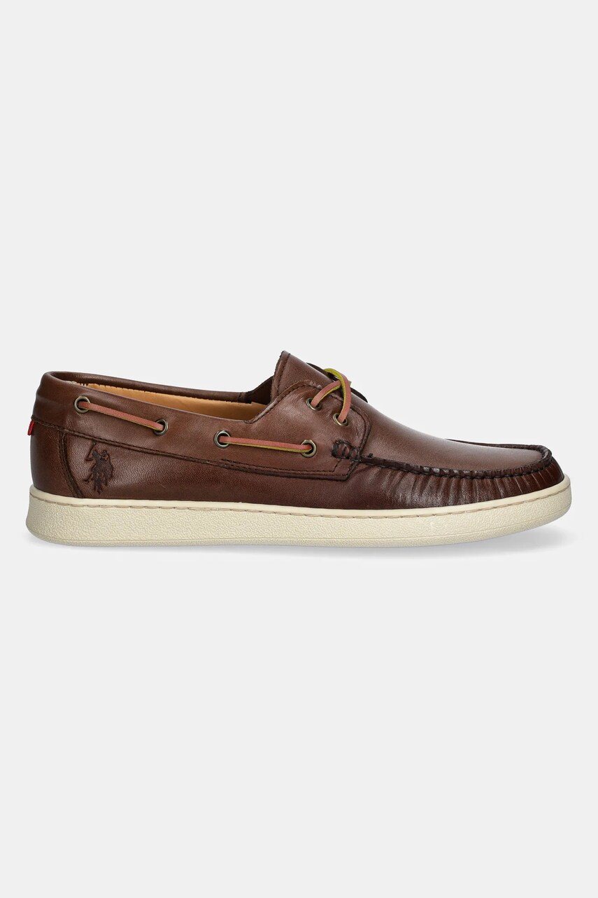 Шкіряні мокасини U.S. Polo Assn. MIGUEL001M/5L1 чоловічі колір коричневий MIGUEL