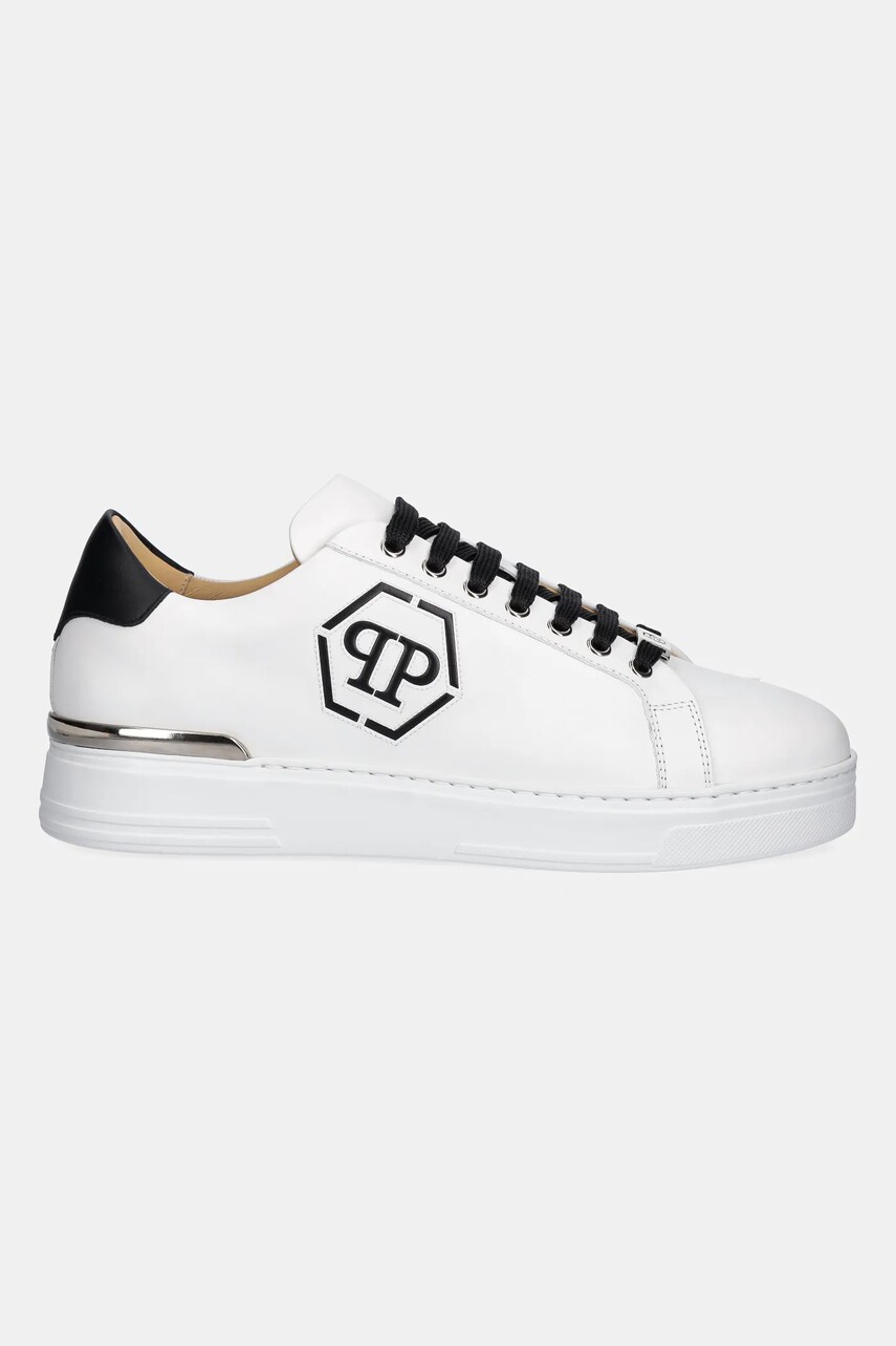 Шкіряні кросівки Philipp Plein Nappa Lo-Top Hexagon колір білий USC0692 PLE075N 02
