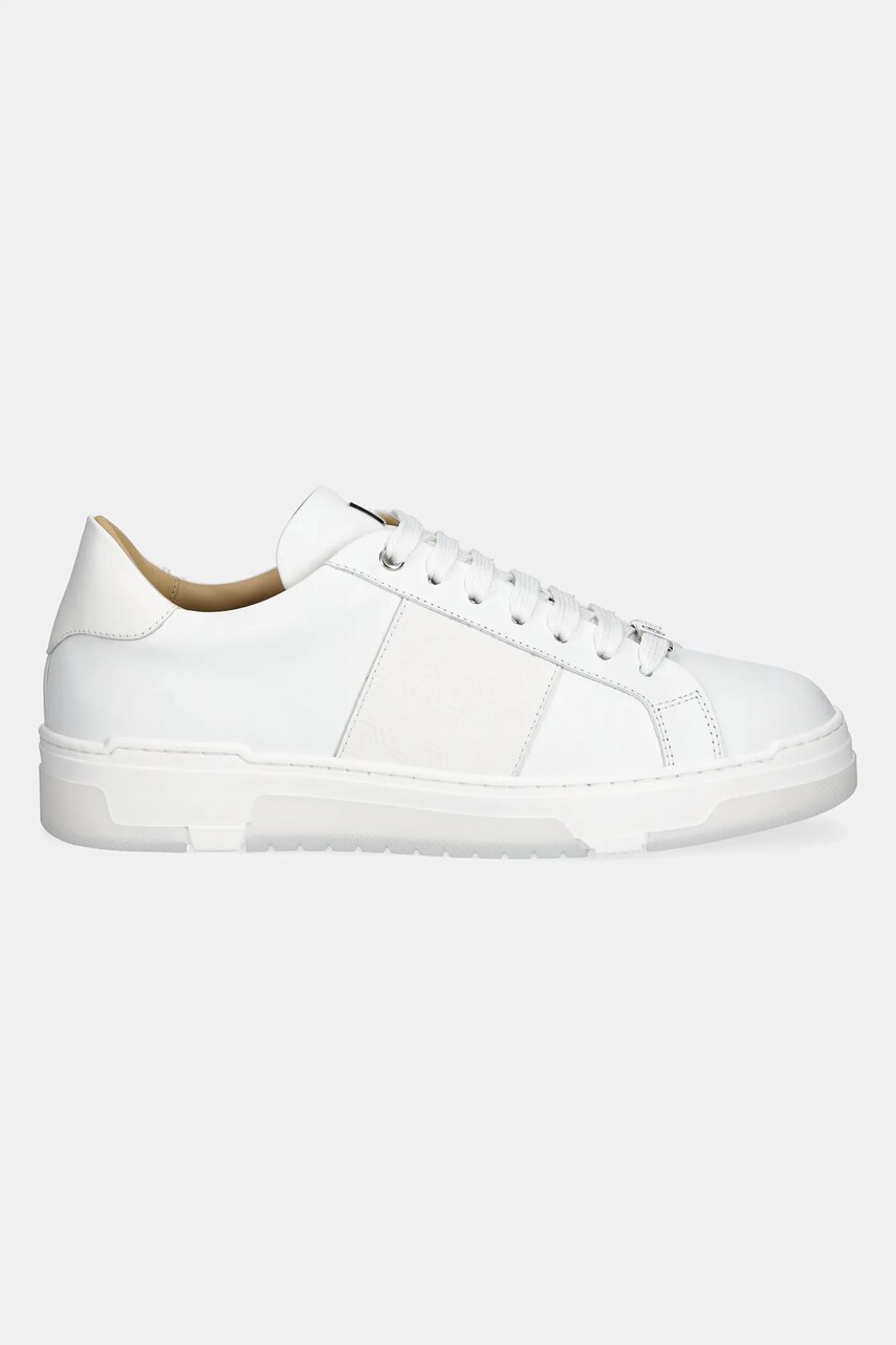 Шкіряні кросівки Philipp Plein Lo-Top Monogram колір білий USC0706 PLE005N 01