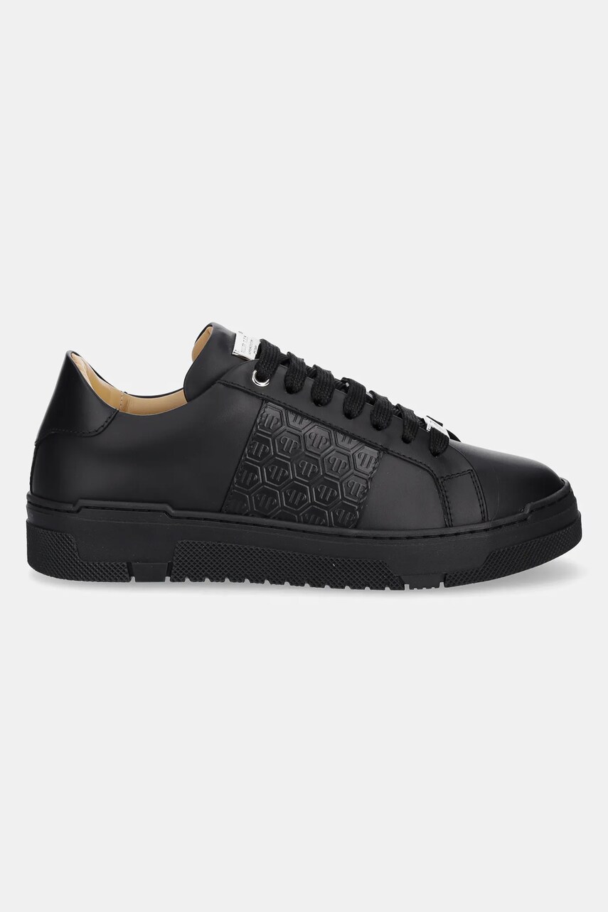 Шкіряні кросівки Philipp Plein Lo-Top Monogram колір чорний USC0706 PLE005N 0202