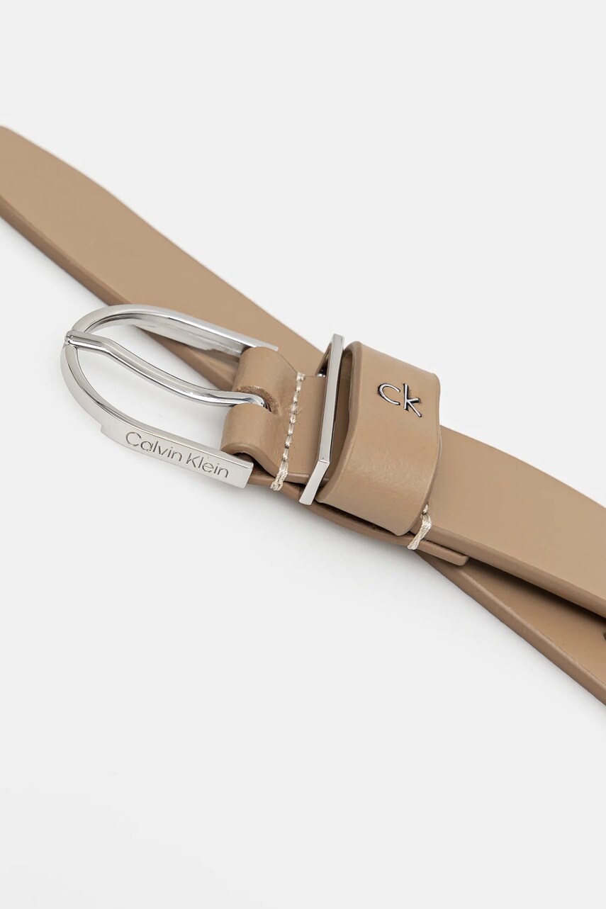 Шкіряний ремінь Calvin Klein жіночий колір бежевий K60K612861