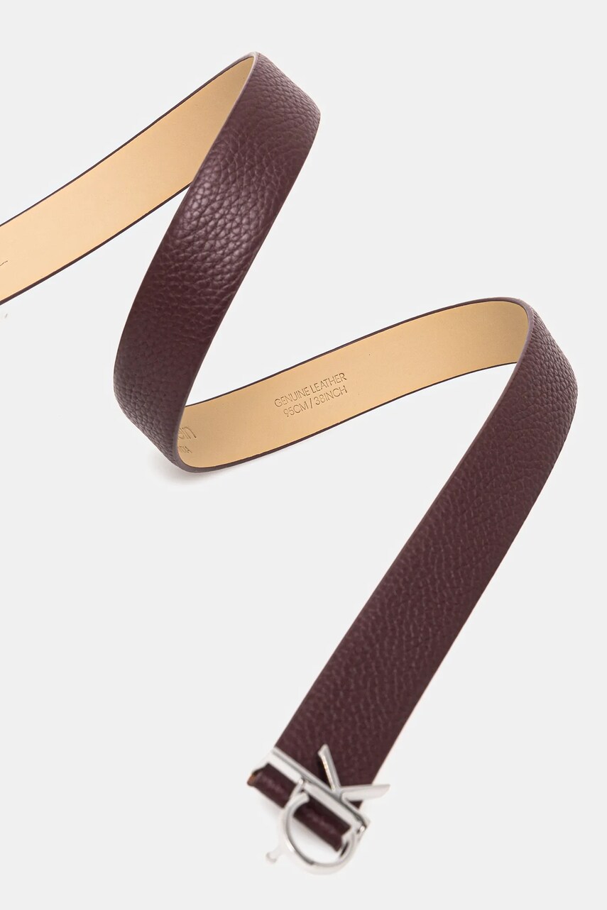 Шкіряний ремінь Calvin Klein жіночий колір бордовий K60K613073